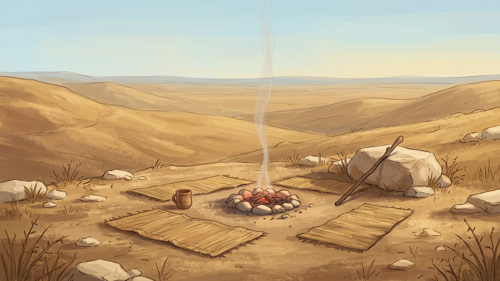 World of AZA desert camp environment plate