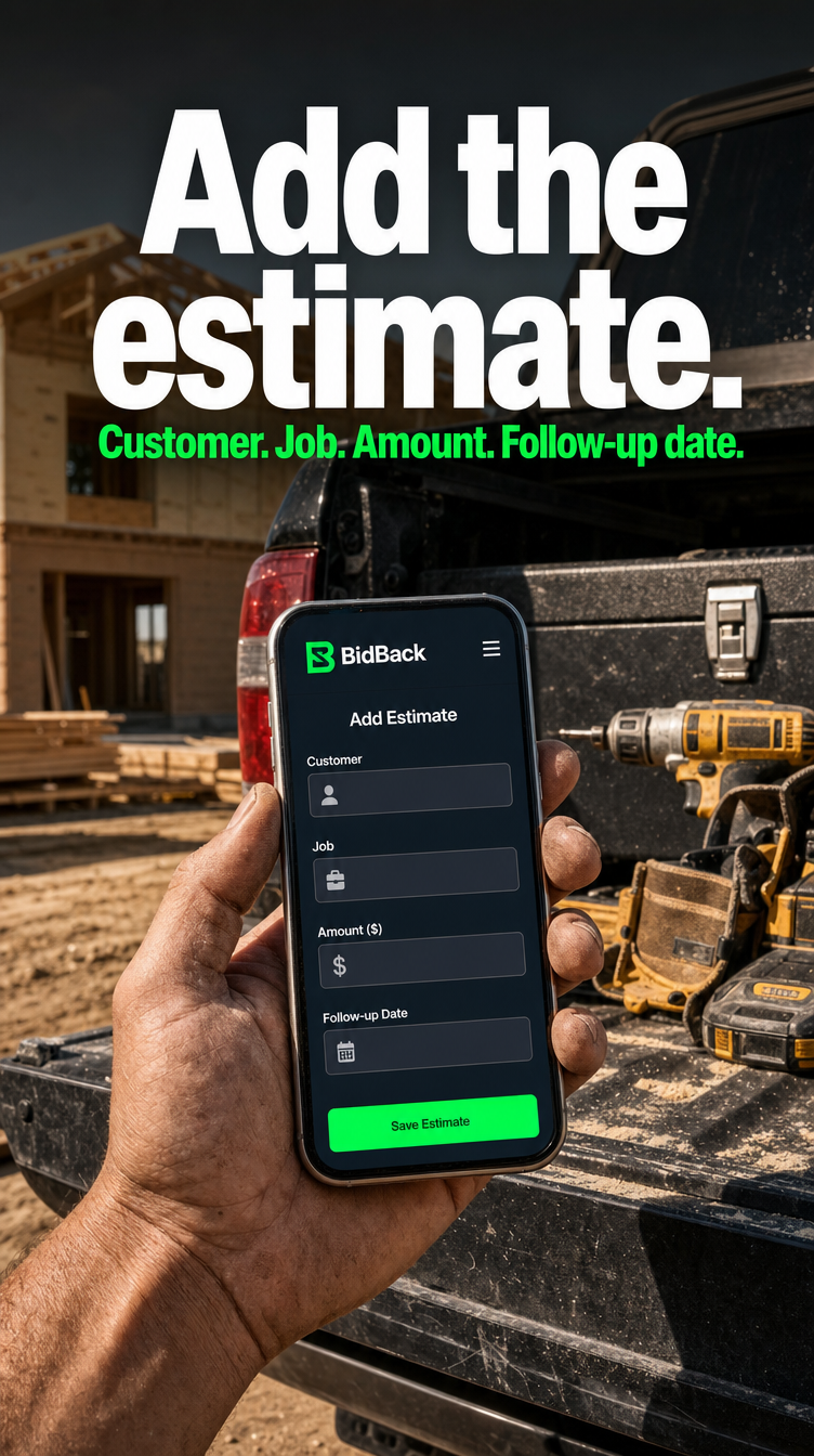 BidBack add estimate screen creative