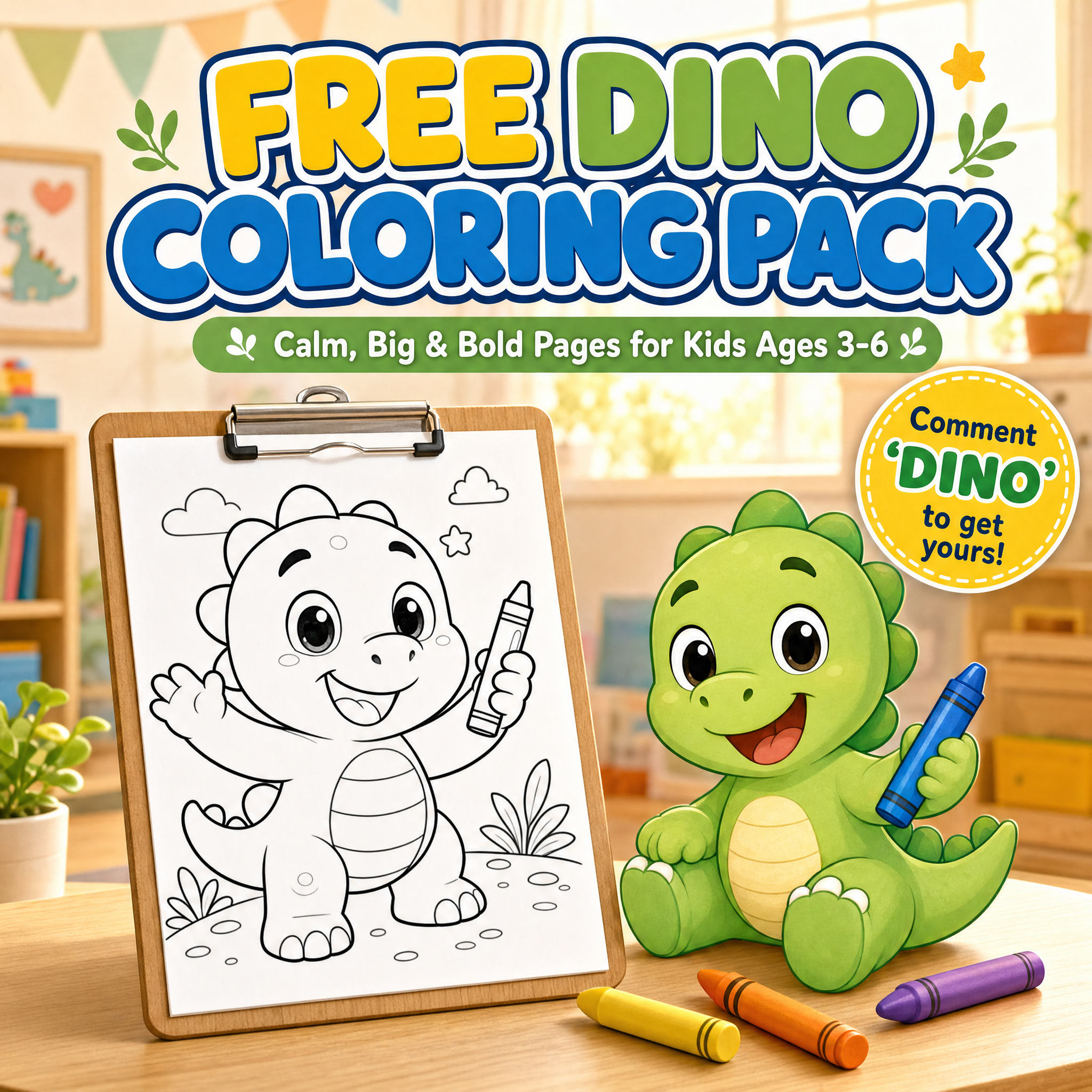 Free Dino Coloring Pack cover artwork