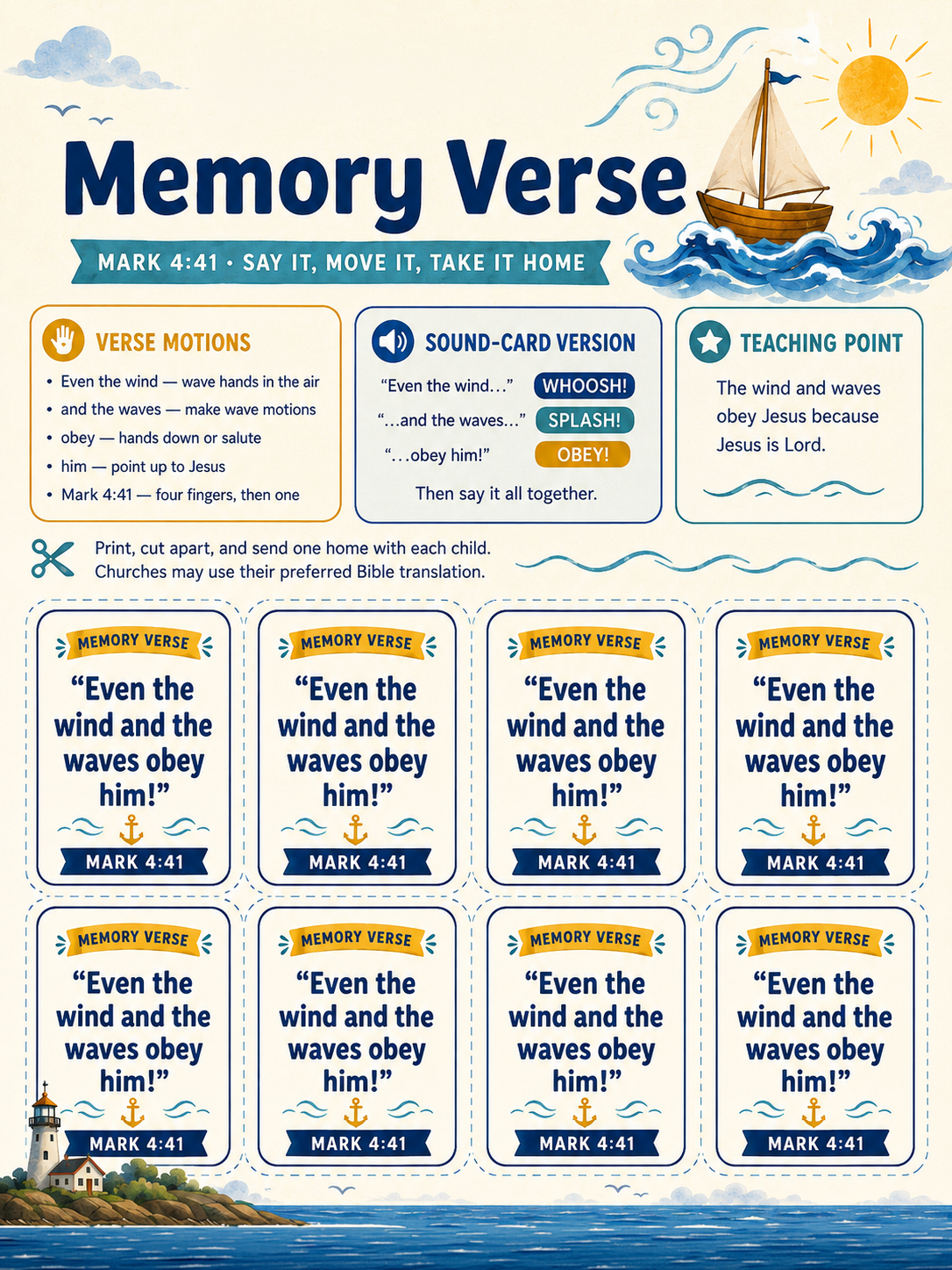 Jesus Calms the Storm memory verse support sheet