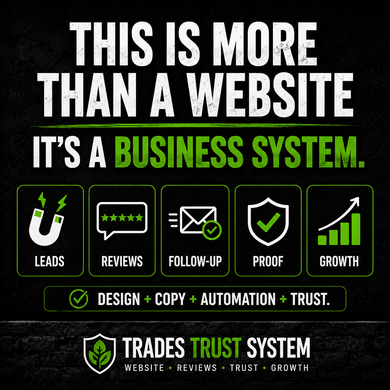 Graphic saying this is more than a website, it is a business system