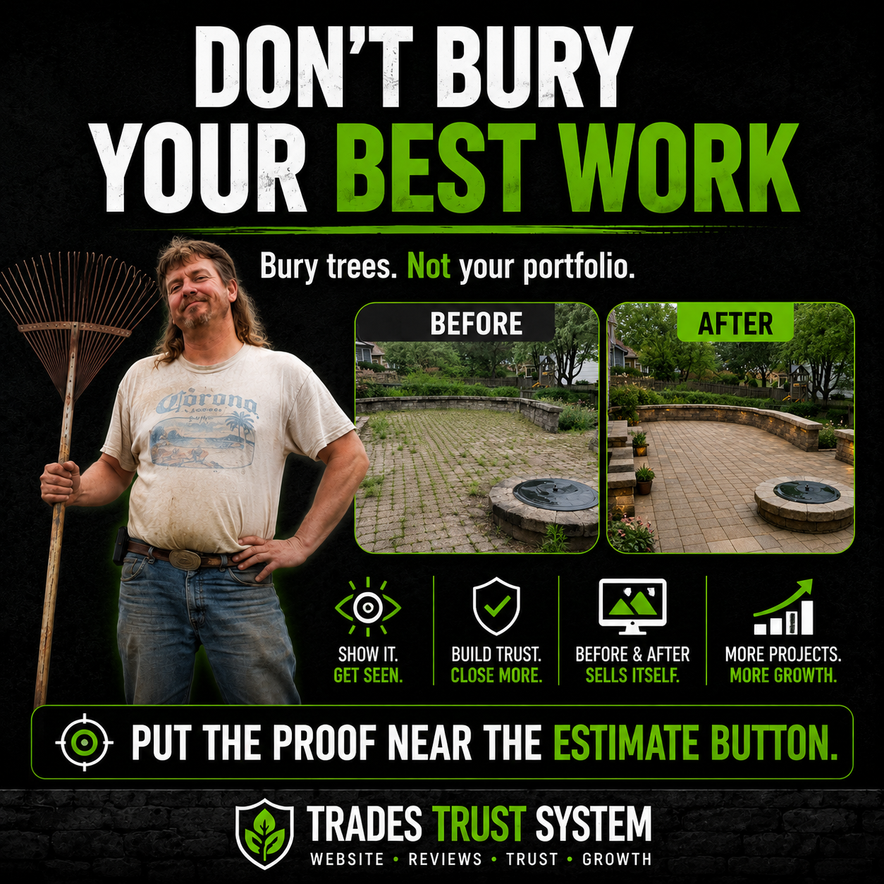 Graphic saying do not bury your best work and to put proof near the estimate button